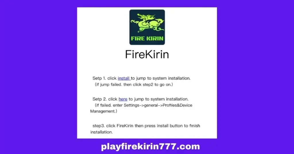 fire kirin installation instruction page